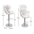 Dolores Megapap bar stool with adjustable height made of pu leather in white color 45.5x38x89/109cm.