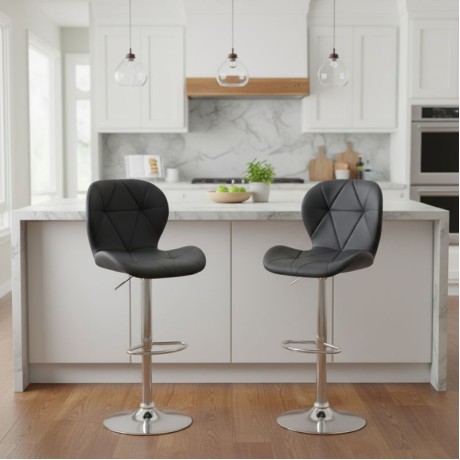 Dolores Megapap bar stool with adjustable height made of pu leather in black color 45.5x38x89/109cm.