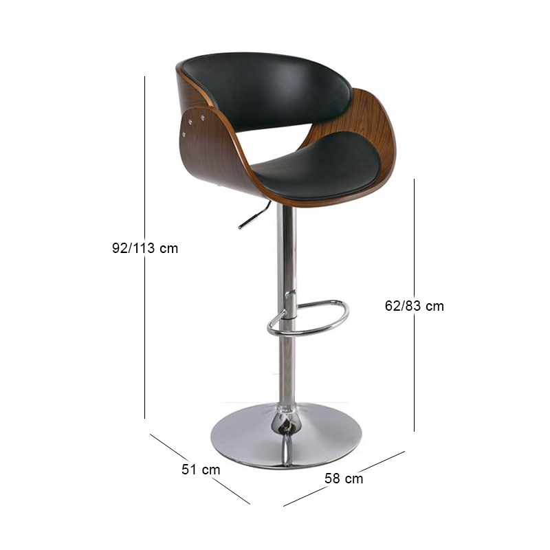 JOY Bar Stool Walnut/Pu Black