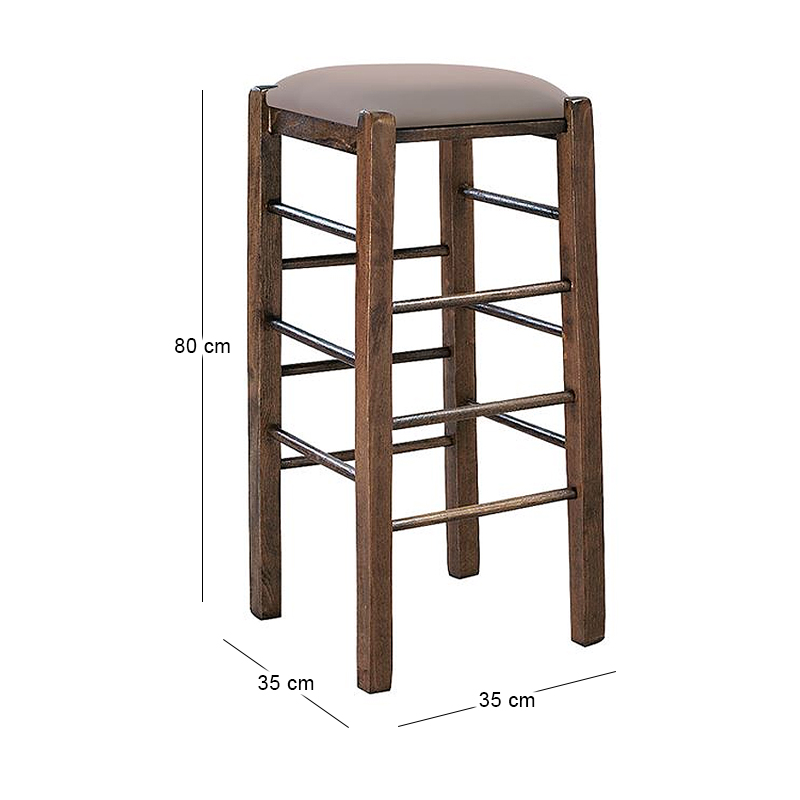 TAVERNA Bar Stool Beech Impregnation Walnut/Pu Cappuccino