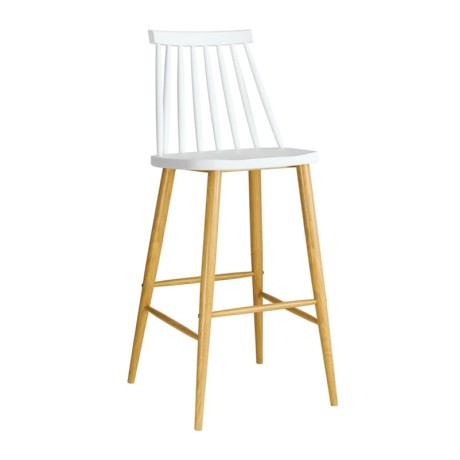 Lavida bar stool with metallic legs and Pp coating in white color 43x49x107cm.