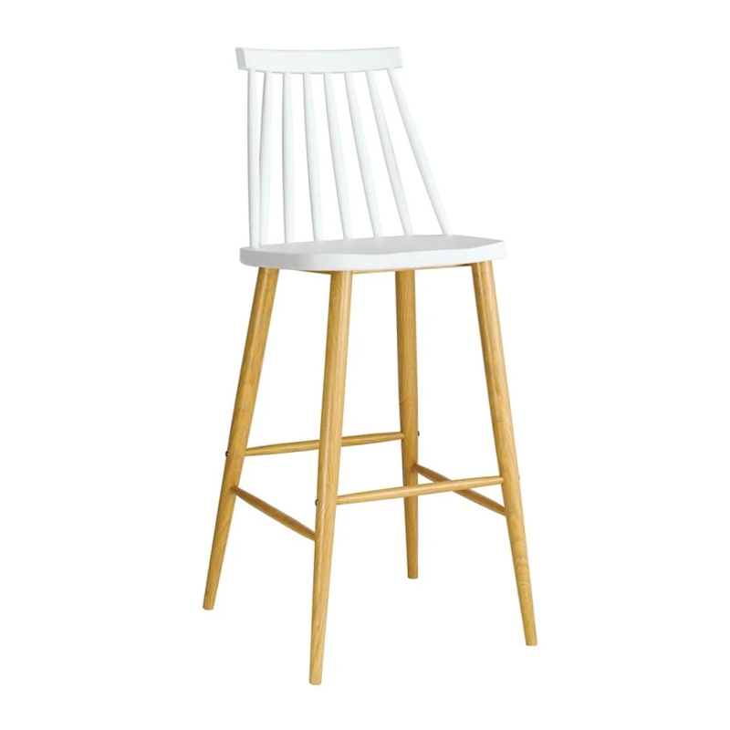 LAVIDA Bar Stool Metal Natural, PP White