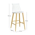 LAVIDA Bar Stool Metal Natural, PP White