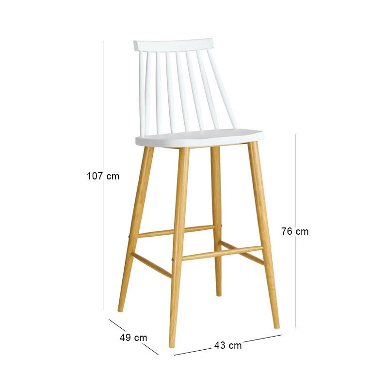 LAVIDA Bar Stool Metal Natural, PP White