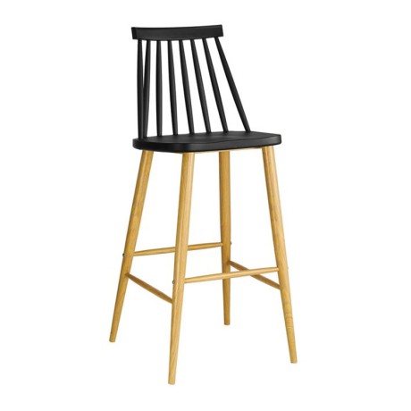 Lavida bar stool with metallic legs and Pp coating in black color 43x49x107cm.