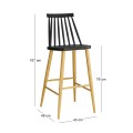 LAVIDA Bar Stool Metal Natural, PP Black