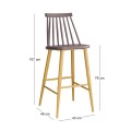 LAVIDA Bar Stool Metal Natural, PP Sand Beige