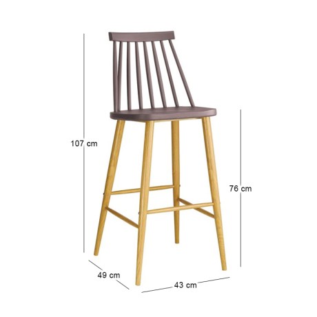 Lavida bar stool with metallic legs and Pp coating in beige sand color 43x49x107cm.