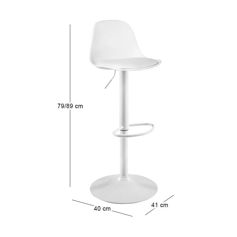 MARTIN Bar Stool Metal White/PP-Pu White