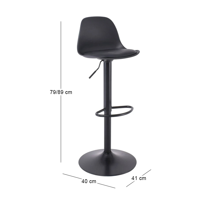 MARTIN Bar Stool Metal Black/PP-Pu Black