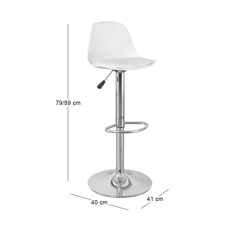 MARTIN Bar Stool Chrome/PP-Pu White