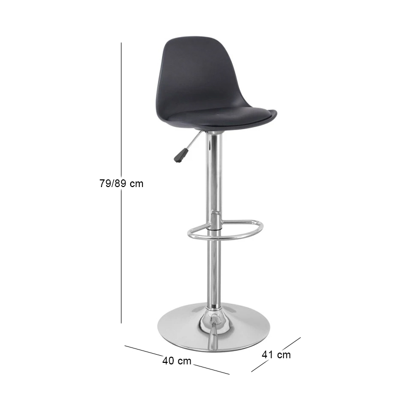 MARTIN Bar Stool Chrome/PP-Pu Black