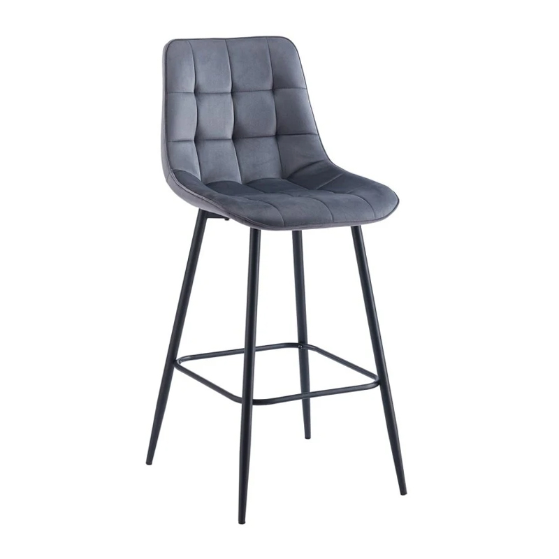MYRIAM Bar Stool Metal Black/Fabric Velure Dark Grey