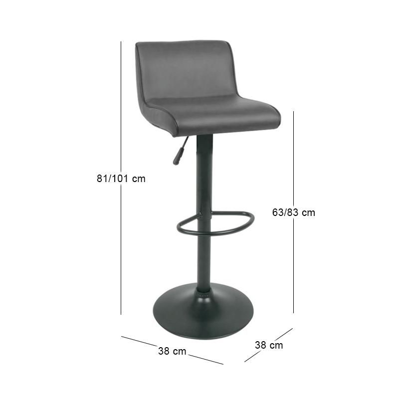 NERO Bar Stool Pu Grey/Paint Black
