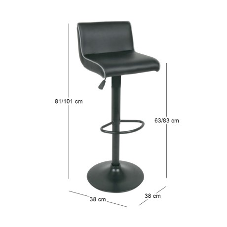 NERO Bar Stool Pu Black/Paint Black