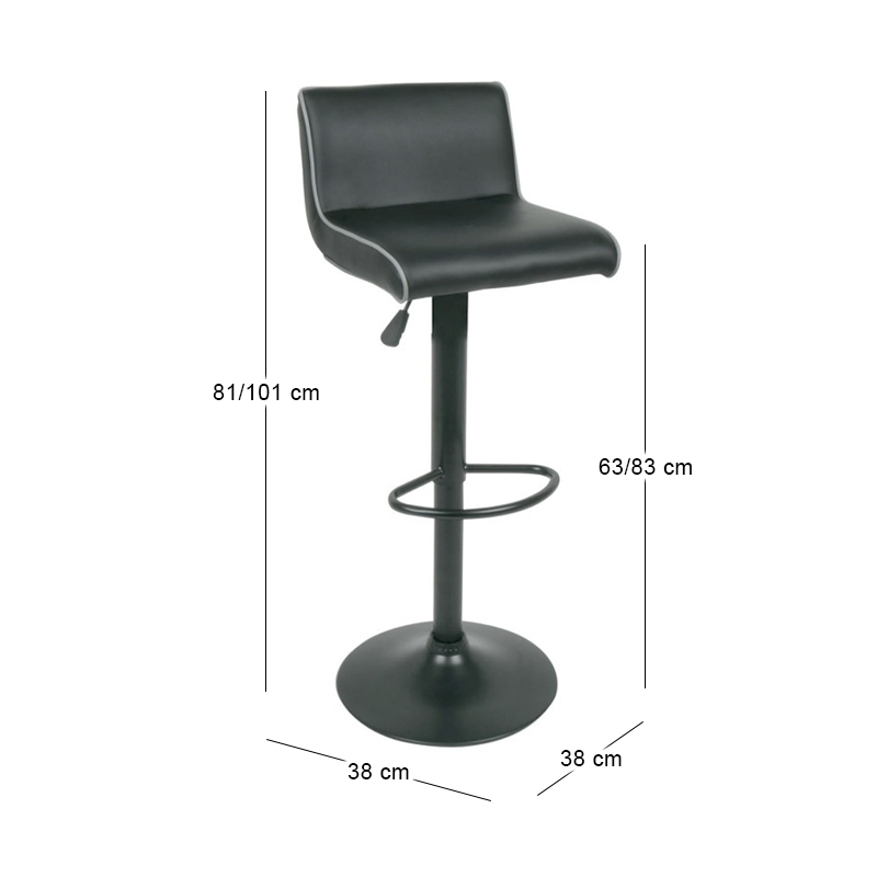 NERO Bar Stool Pu Black/Paint Black