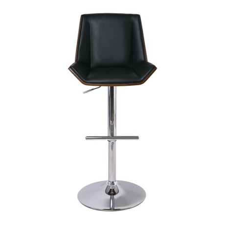 Numan bar stool with chrome base and Pu coating in black color 52x50x62/96cm.