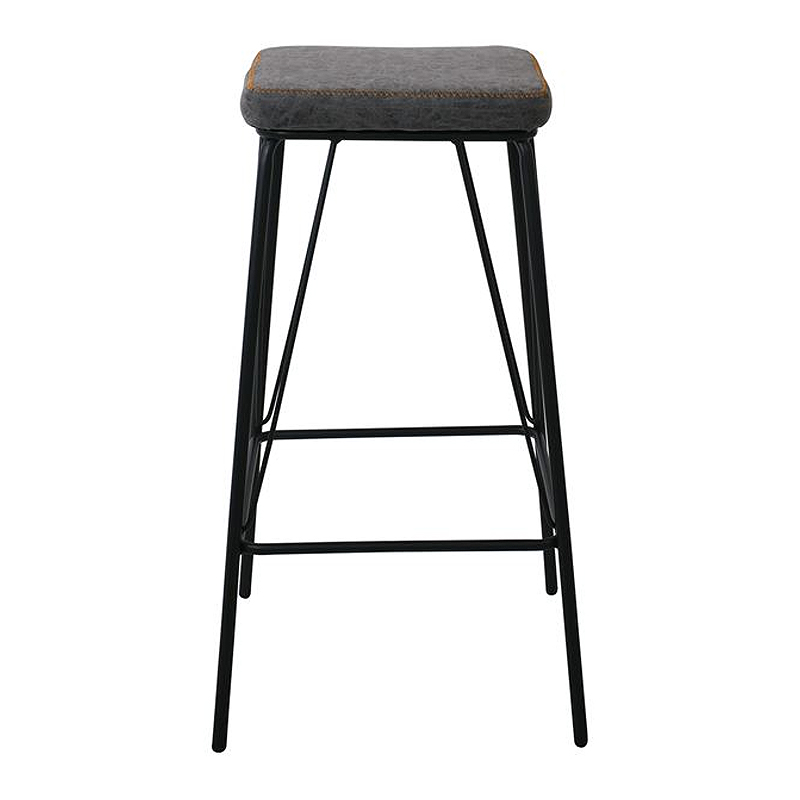 PANTON Bar Stool Black Metal/Pu Vintage Grey