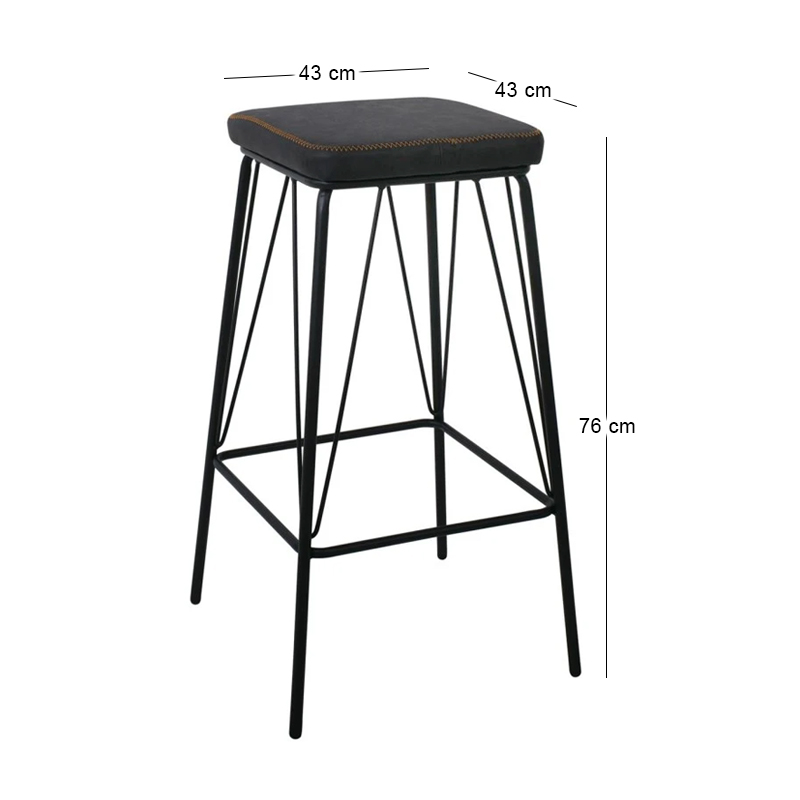 PANTON Bar Stool Black Metal/Pu Vintage Black