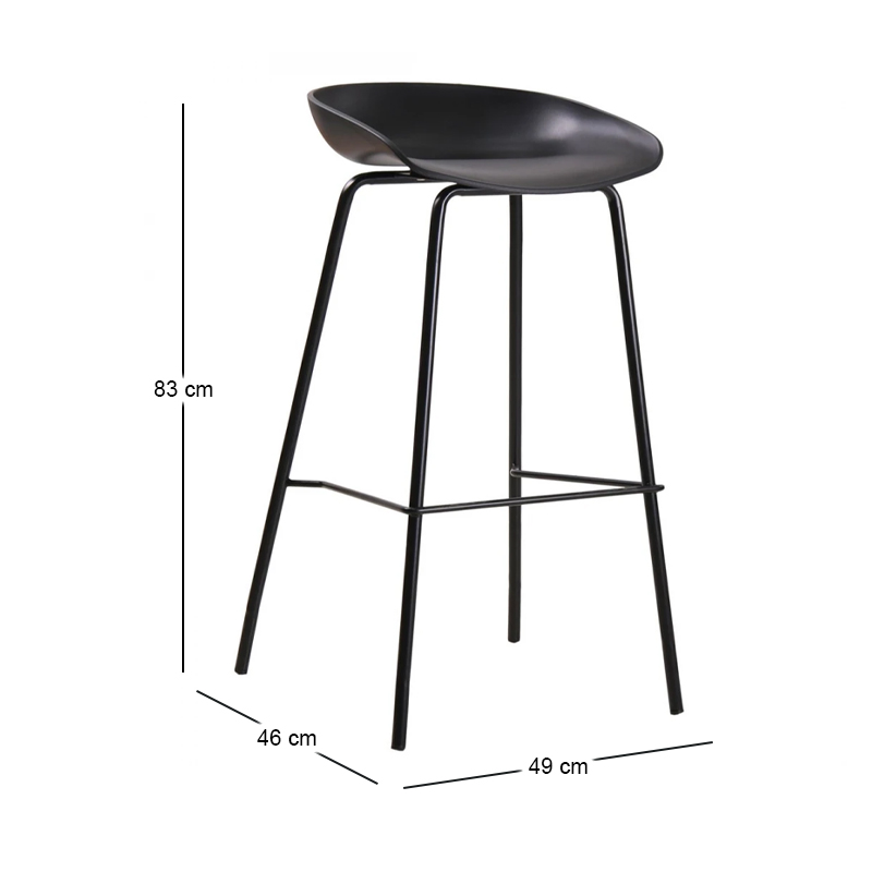 PENTOS Bar Stool Metal/PP Black