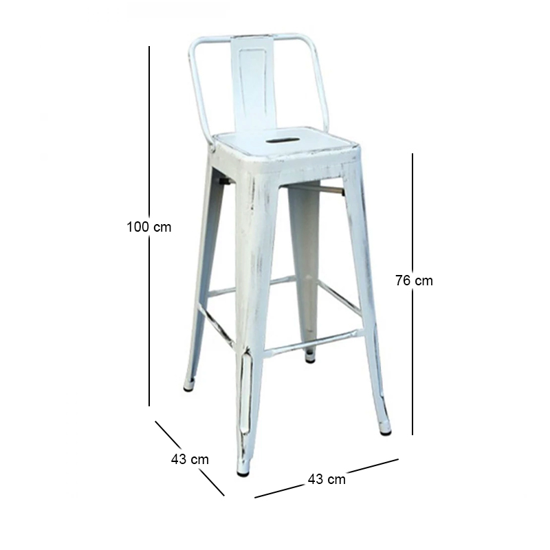 RELIX Bar Stool w/Back Steel Antique White