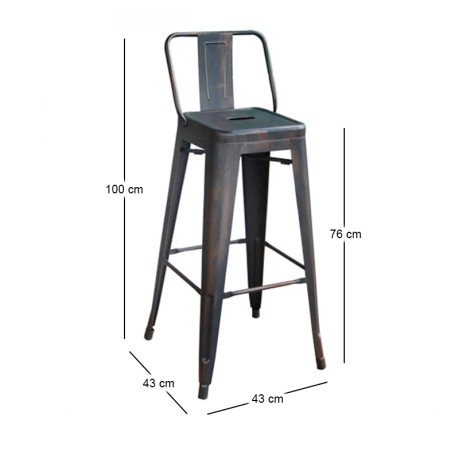 RELIX Bar Stool w/Back Steel Antique Black