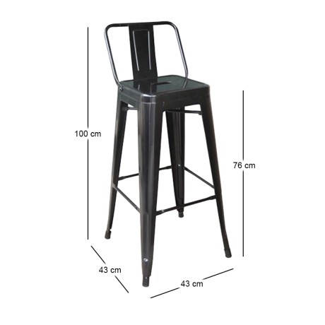 RELIX Bar Stool w/Back Steel Black