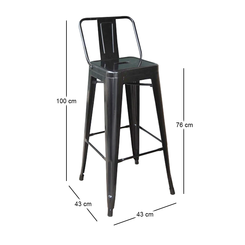 RELIX Bar Stool w/Back Steel Black