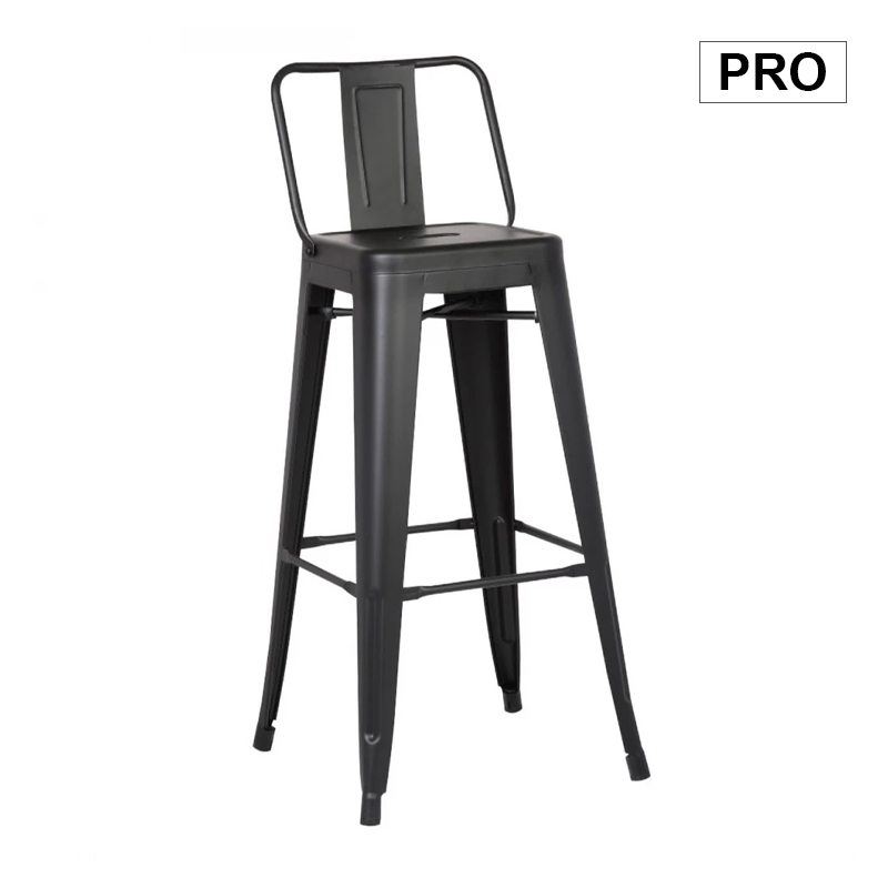 RELIX Bar Stool w/Back Steel Black Matte