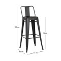 RELIX Bar Stool w/Back Steel Black Matte