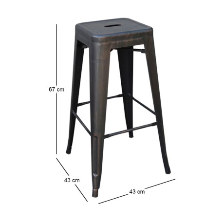 Σκαμπό μπαρ Relix Pro μεταλλικό χρώμα antique μαύρο 43x43x67εκ.
