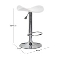 SADDLE Bar Stool White Pvc/Chromed Base