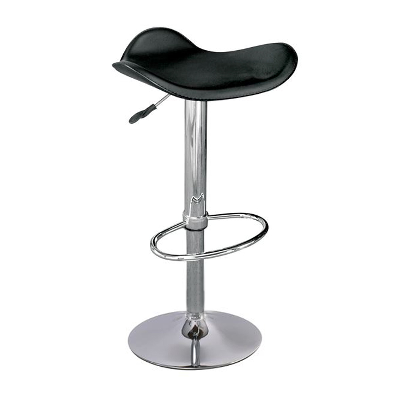 SADDLE Bar Stool Black Pvc/Chromed Base
