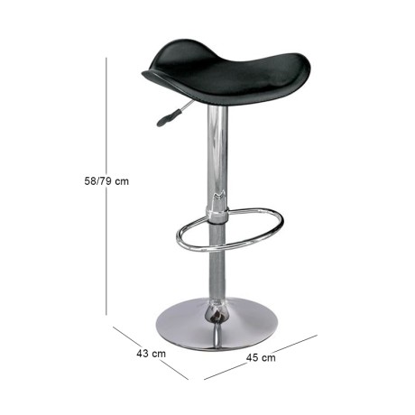 Σκαμπό μπαρ Saddle με ρυθμιζόμενο ύψος περιστρεφόμενο μεταλλικός σκελετός - PVC χρώμα μαύρο 45x43x58-85εκ.