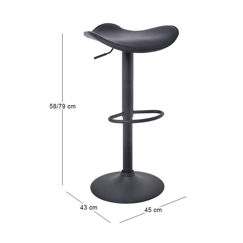 SADDLE Σκαμπώ BAR Μέταλλο Βαφή Μαύρο - Pvc Μαύρο