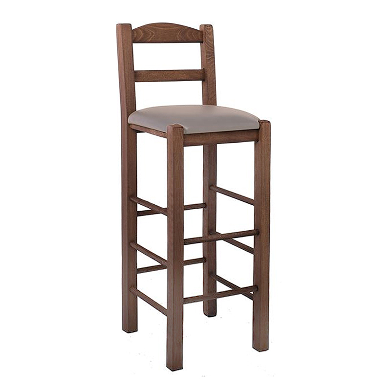 SIFNOS Bar Stool Beech Impregnation Walnut/Pu Cappuccino