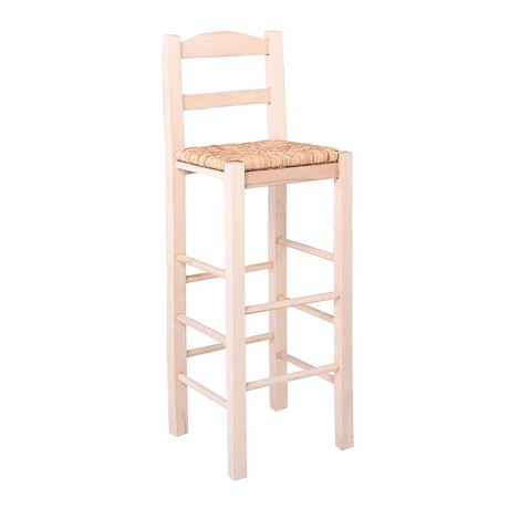 SIFNOS Bar Stool Unpainted with Rush Seat