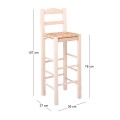 SIFNOS Bar Stool Unpainted with Rush Seat