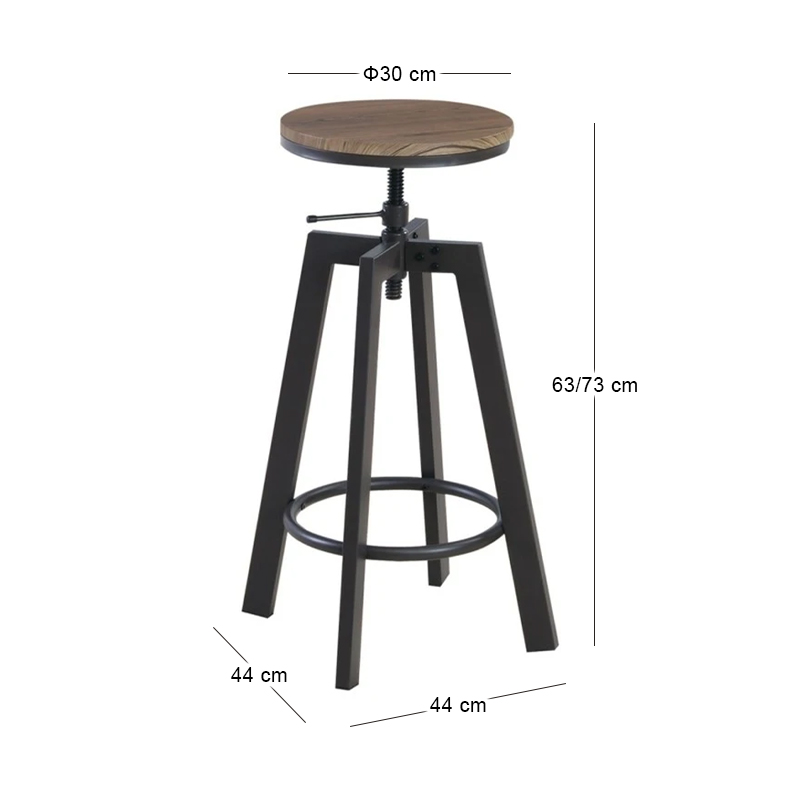 YORK BAR Stool Metal Dark Brown/Walnut