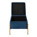 RAY Storage Stool 40x40cm Metal Gold Paint/Fabric Blue Velure