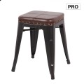 RELIX Low Stool Steel Antique Black/Pu Seat Dark Brown