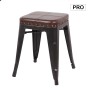 RELIX Low Stool Steel Antique Black/Pu Seat Dark Brown