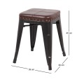 RELIX Low Stool Steel Antique Black/Pu Seat Dark Brown