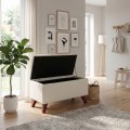 Lotus Megapap velvet fabric stool in cream color 90x40x50cm.