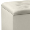 Lotus Megapap velvet fabric stool in cream color 90x40x50cm.