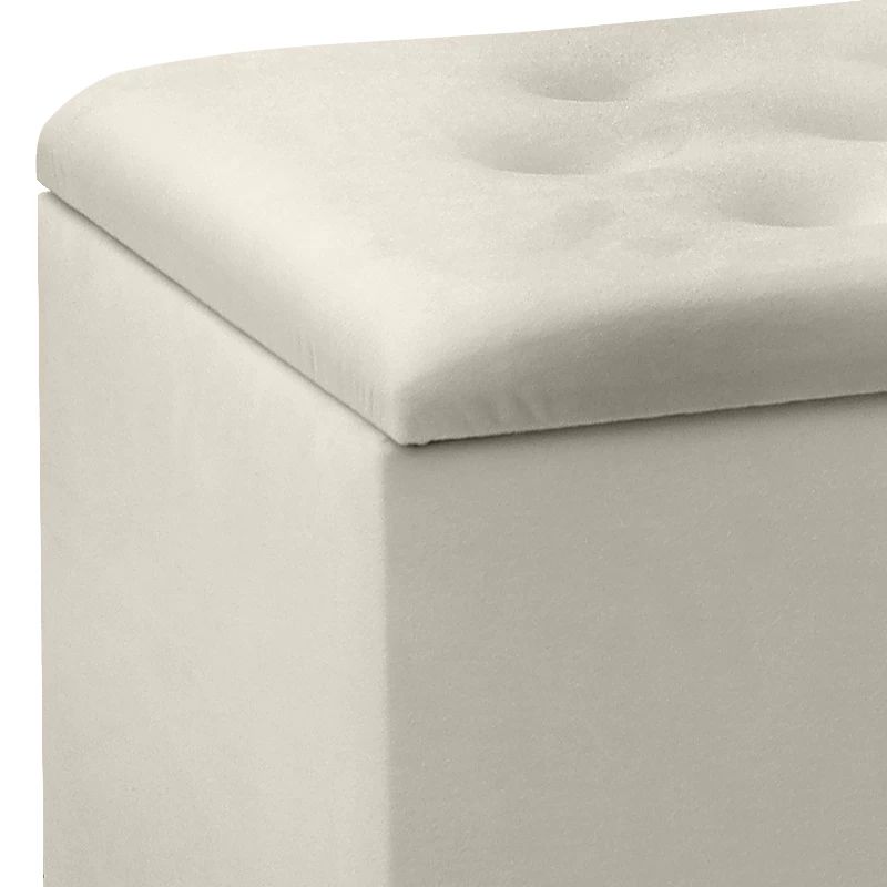 Lotus Megapap velvet fabric stool in cream color 90x40x50cm.
