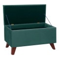 Lotus Megapap velvet fabric stool in dark green color 90x40x50cm.