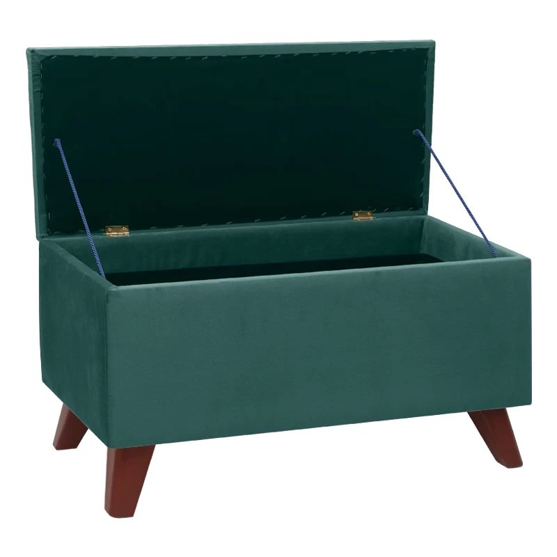 Lotus Megapap velvet fabric stool in dark green color 90x40x50cm.