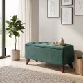 Lotus Megapap velvet fabric stool in dark green color 90x40x50cm.