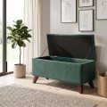Lotus Megapap velvet fabric stool in dark green color 90x40x50cm.